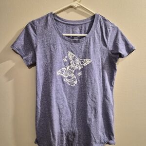 St. John's Bay Heather Blue Logo Tee with Subtle Graphic